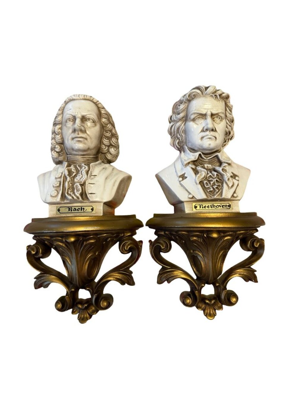 Vintage 1973 Burwood Bach Beethoven Wall Plaques Set of 2 Classical Composer Bus